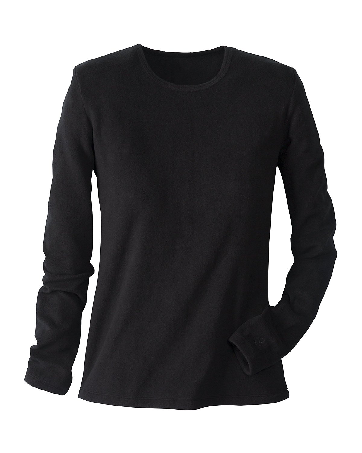 Cuddl Duds Women's Fleecewear with Stretch Crew Neck Top, Black, Large