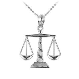 925 Sterling Silver Scales of Justice Pendant Necklace, 22"