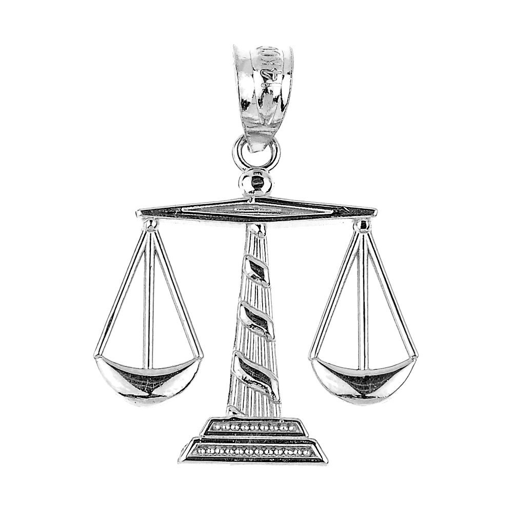 925 Sterling Silver Scales of Justice Pendant Necklace, 22"