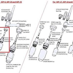 WeldingCity 2-pk Gas Lens Collet Body 45V45 (1/8") for TIG Welding Torch 9, 20 and 25 Series from Weldcraft Lincoln Miller ESAB Weldcraft CK (2-PK)