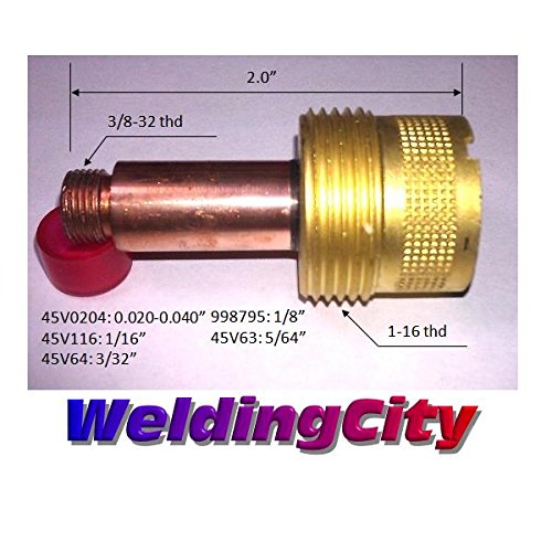 WeldingCity 2-pk Large Gas Lens Collet Body 45V63 (5/32") for TIG Welding Torch 17, 18 and 26 Series from Weldcraft Lincoln Miller ESAB CK (2-PK)