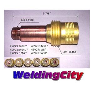 WeldingCity 2-pk Gas Lens Collet Body 45V25 (1/16") for TIG Welding Torch 17, 18 and 26 Series from Weldcraft Lincoln Miller ESAB Weldcraft CK (2-PK)