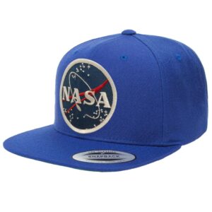 flexfit original premium classic snapback with nasa meatball logo patch (one size, royal blue)