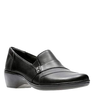 Clarks Women's May Marigold Slip-On Loafer, Black, 11 Wide