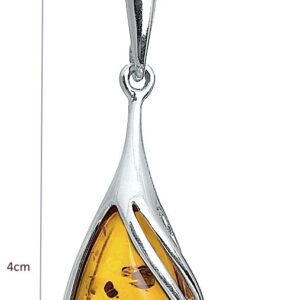 Ian and Valeri Co. Amber Sterling Silver Drop Pendant Necklace 18 Inches