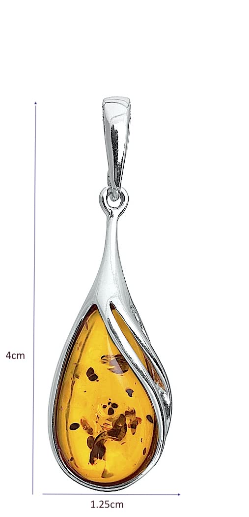 Ian and Valeri Co. Amber Sterling Silver Drop Pendant Necklace 18 Inches