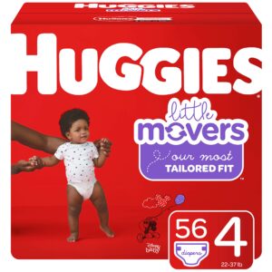 huggies little movers baby diapers, size 4, 56 ct