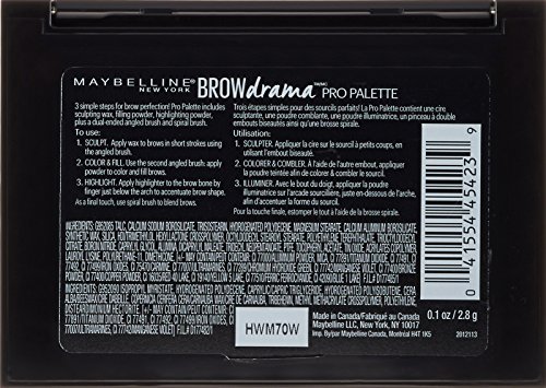 Maybelline New York Brow Drama Pro Eyebrow Palette, Deep Brown, 0.1 oz.