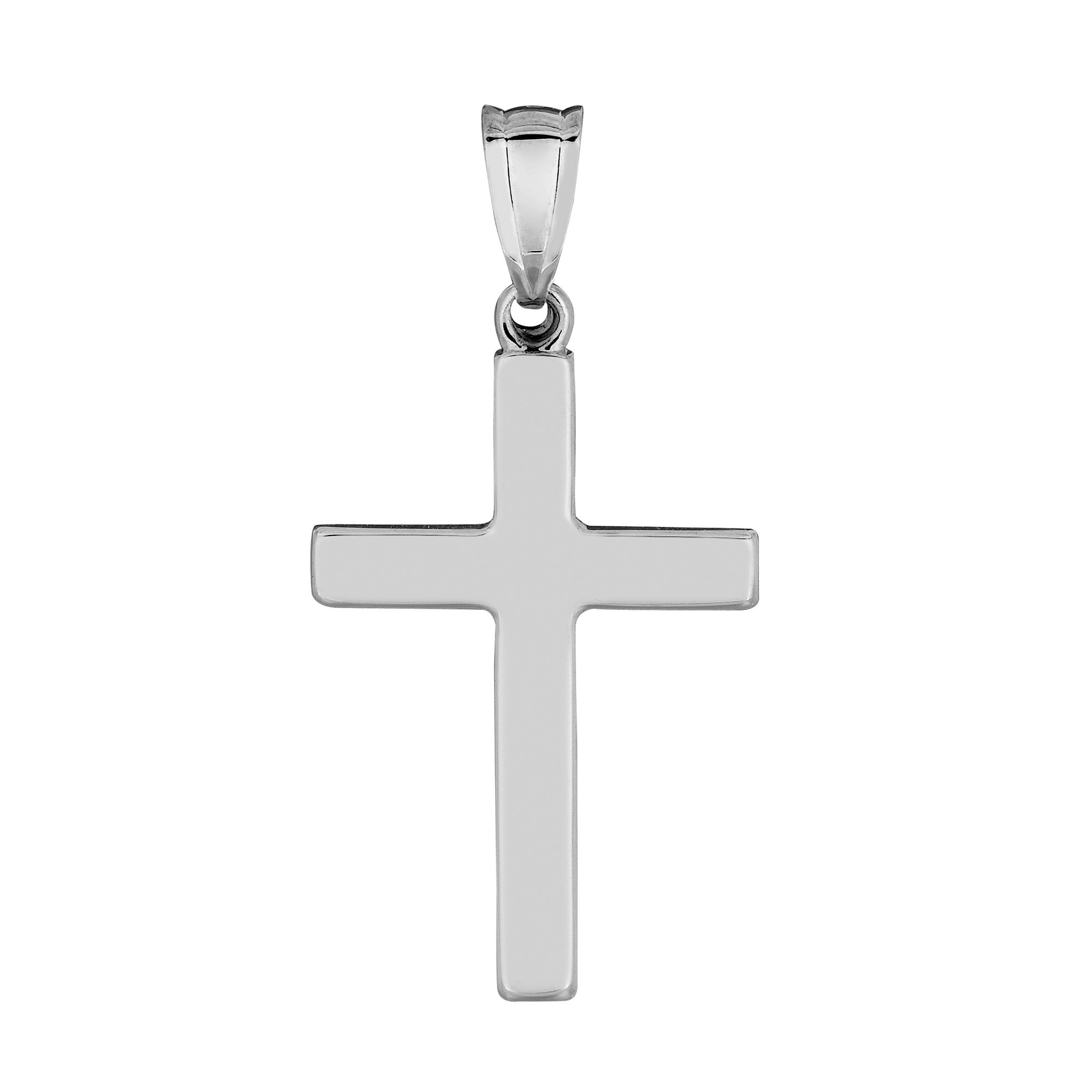 Jewelry Affairs 14k White Gold Shiny Square Unisex Cross Pendant