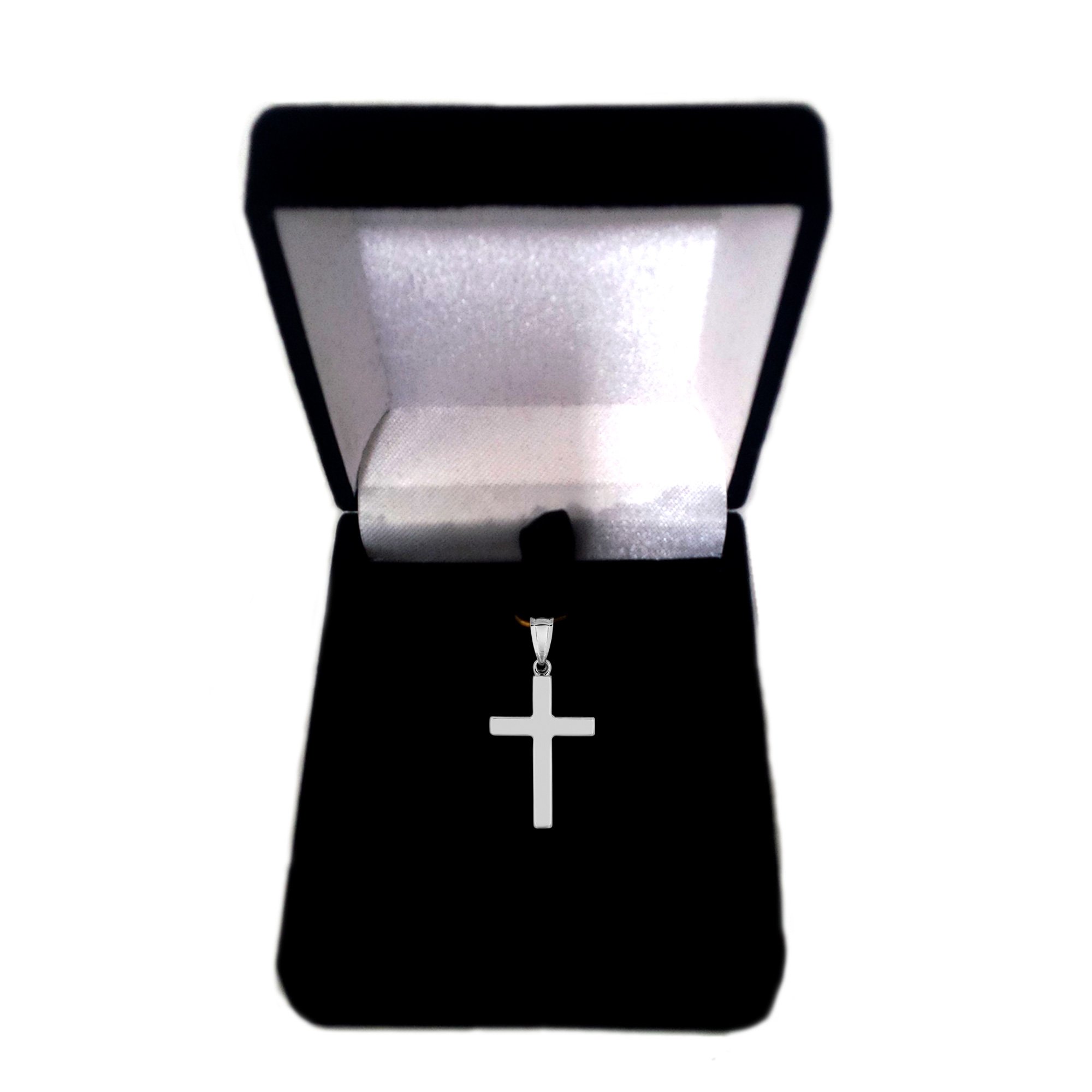 Jewelry Affairs 14k White Gold Shiny Square Unisex Cross Pendant