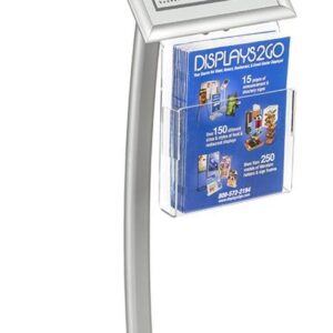 Displays2go CMB17NGW Floor Sign Stand with Literature Pocket, Snap Frame for 11x17-Inch Poster, Silver