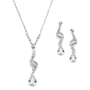 Mariell Cubic Zirconia Prom Jewelry Set, Necklace & Earrings Set for Brides, Bridesmaids, Wedding Jewelry