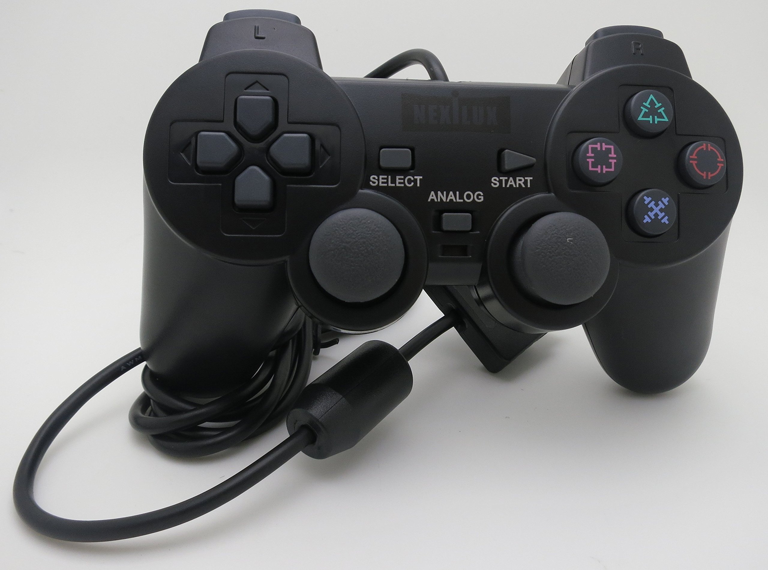 NEXiLUX PS2 Controller Compatible with Sony Playstation 2 & Ps1 / Psone, Black