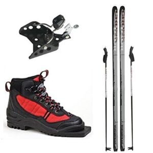 Whitewoods Junior 75mm 3-Pin Cross Country Ski Package, 117cm - Skis, Boots, Bindings, Poles (33, 60-90 lbs.)