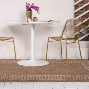 Unique Loom Outdoor Border Collection Area Rug - Greek Key (7' 1" x 10' Rectangle, Brown/ Light Brown)