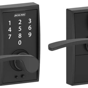 Schlage FE695-CEN-MER Century Touch Entry Leverset with Merano Lever, Matte Black