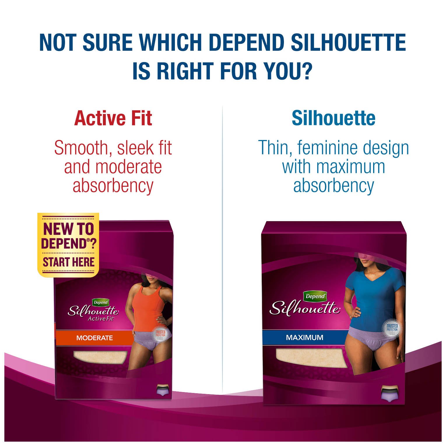 Depend Silhouette for Women Incontinence Briefs, Maximum Absorbency, Large/X-Large, 10Count