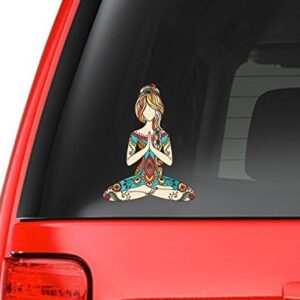 Yoga Girl Art Design Full Color - 5" Vinyl Decal for Car, Macbook, or Other Laptop