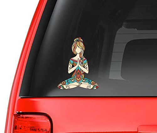 Yoga Girl Art Design Full Color - 5" Vinyl Decal for Car, Macbook, or Other Laptop