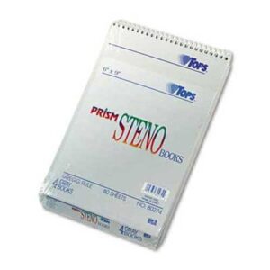 tops prism steno books, gregg, 6 x 9, gray, 80 sheets, 4 pads/pack