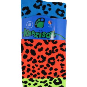 TCK Neon Rainbow Fun Print OTC Socks (Leopard Print, Small)