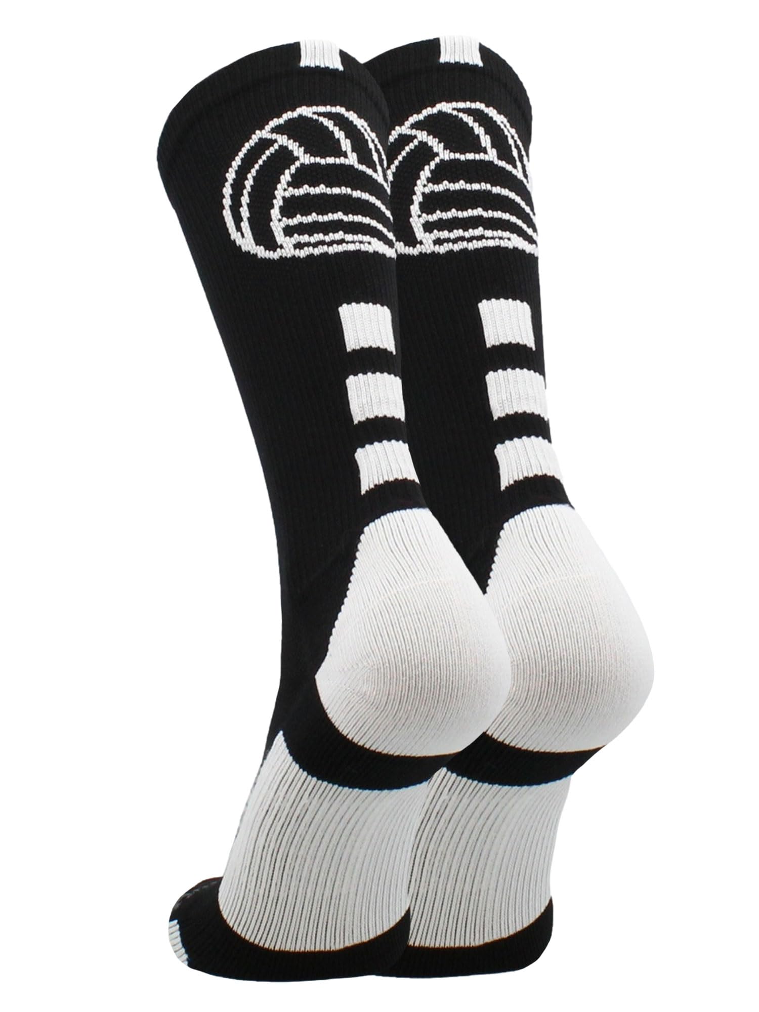 MadSportsStuff Volleyball Logo Crew Socks (Black/White, Medium)