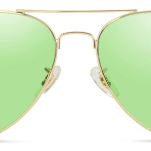 WearMe Pro Classic Aviator Style Metal Frame Sunglasses (Gold Frame/Green Tinted Lens, 59)