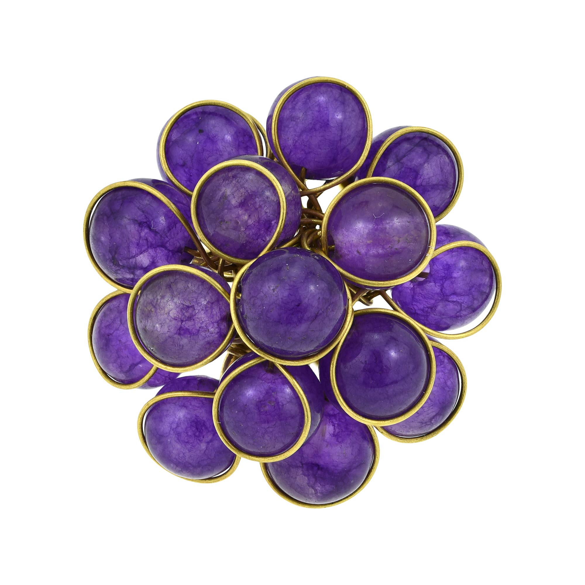 AeraVida Elegant Purple Amethyst Gemstone Cluster in Brass Statement Ring | Elegant Handmade Jewelry for Women | Handmade Brass Ring | Purple Amethyst Gift for Women | Statement Ring Jewelry