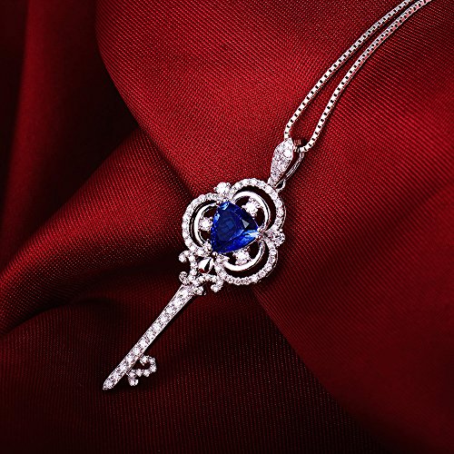 Lanmi Design 14K/18K White Gold Natural Tanzanite Diamond Necklace Pendant for Women Engagement Wedding Valentine's Day Gift