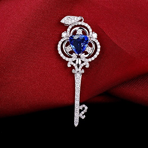 Lanmi Design 14K/18K White Gold Natural Tanzanite Diamond Necklace Pendant for Women Engagement Wedding Valentine's Day Gift