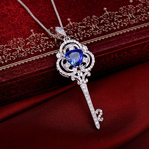 Lanmi Design 14K/18K White Gold Natural Tanzanite Diamond Necklace Pendant for Women Engagement Wedding Valentine's Day Gift