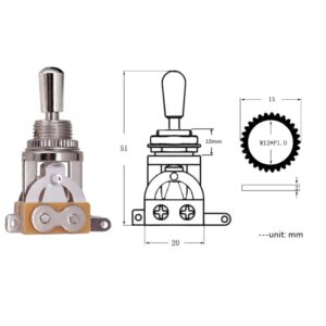 JD.Moon Electric Guitar 3 Way Toggle Switch Pickup Selector Switch with Brass Tip Knob (Chrome)