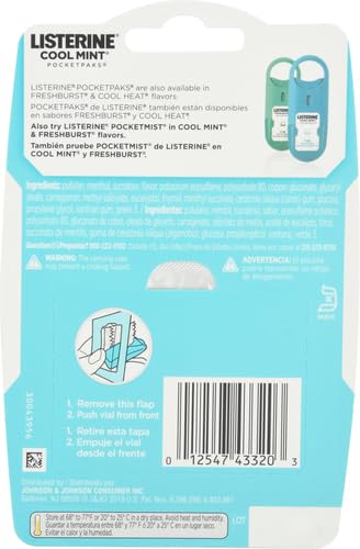 Listerine Pocketpaks Breath Strips, Cool Mint, 72 Count