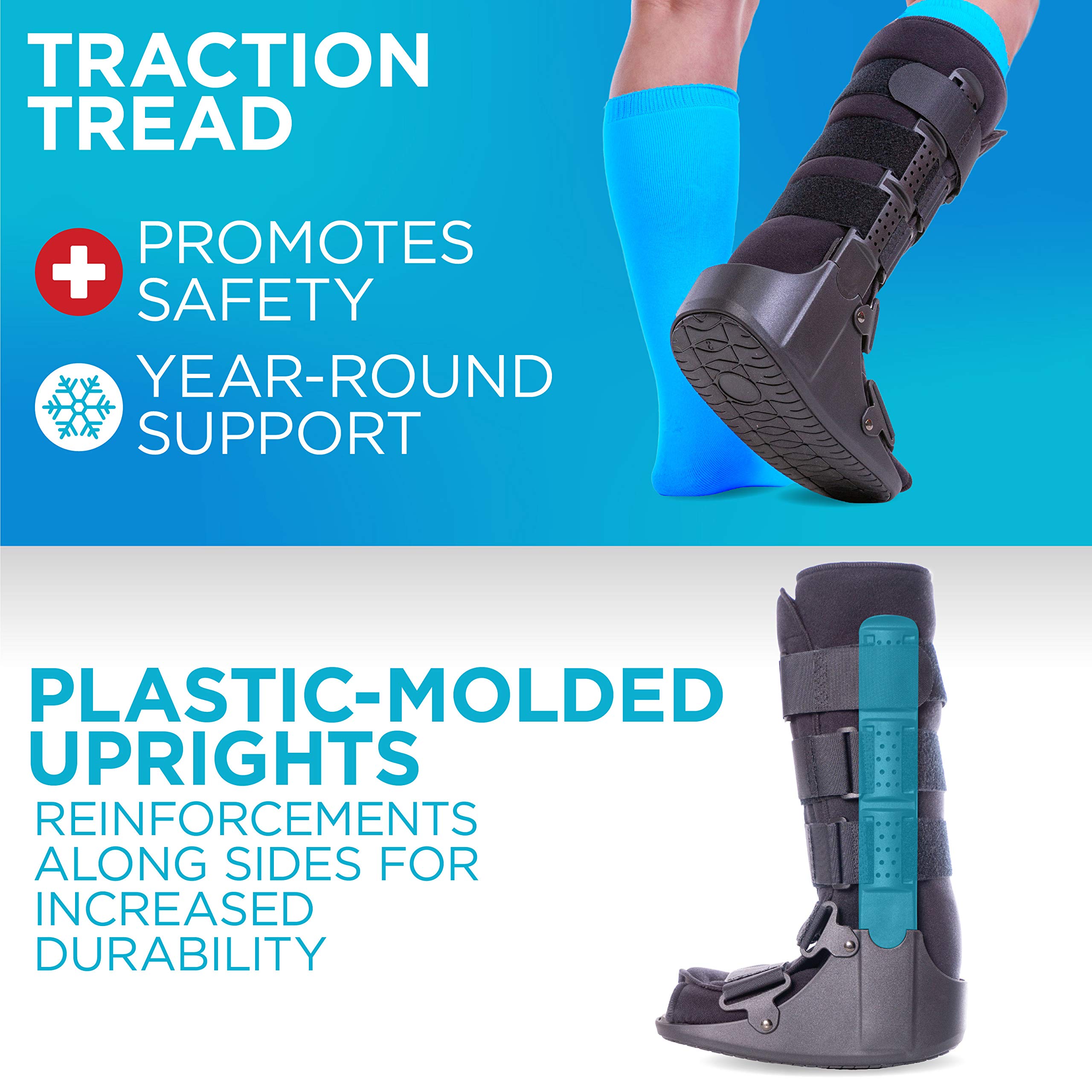 BraceAbility Tall Pneumatic Walking Boot | Orthopedic CAM Air Walker & Inflatable Surgical Leg Cast for Broken Foot, Sprained Ankle, Fractures or Achilles Surgery Recovery (Large)