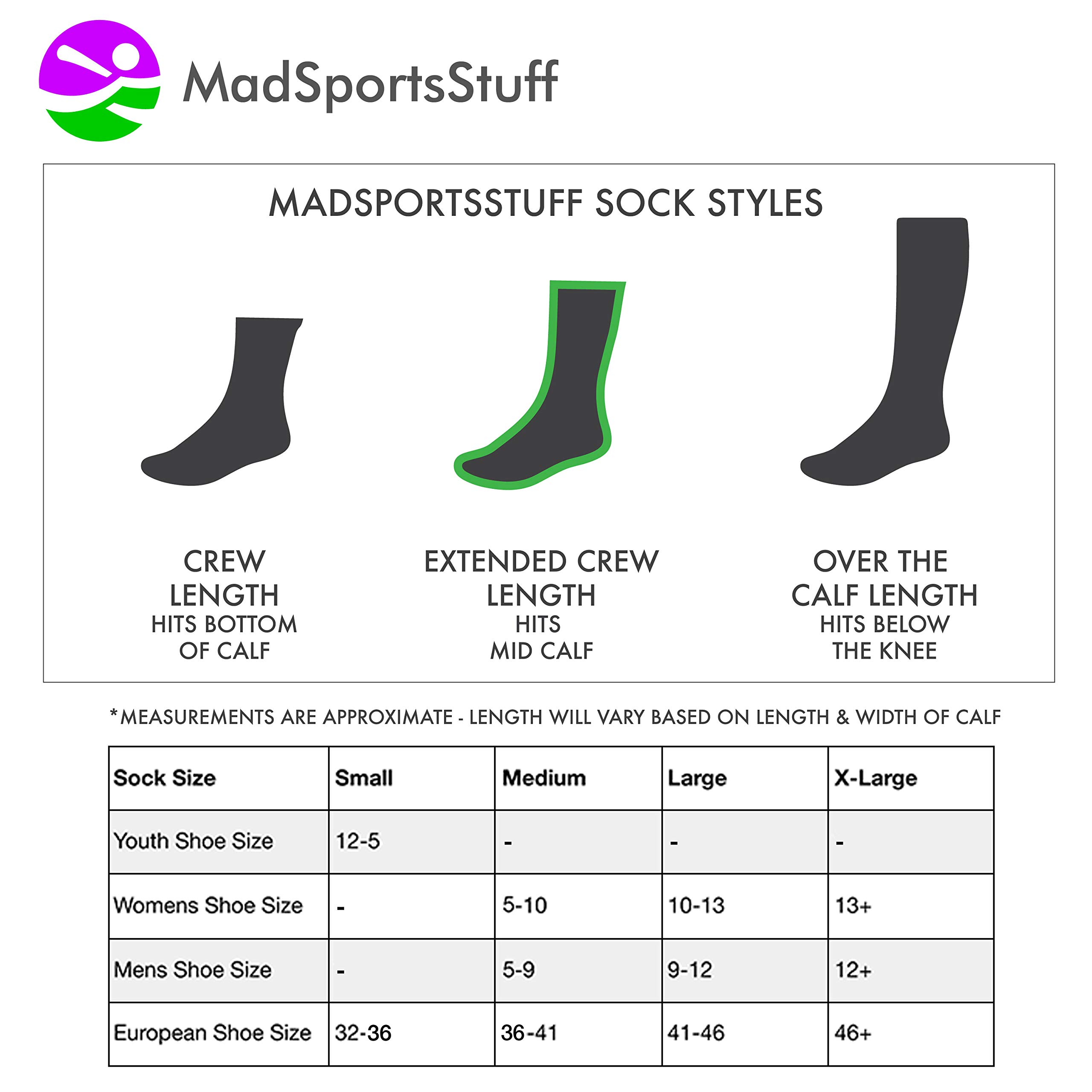 MadSportsStuff Basketball Logo Athletic Crew Socks, Medium - Black/White