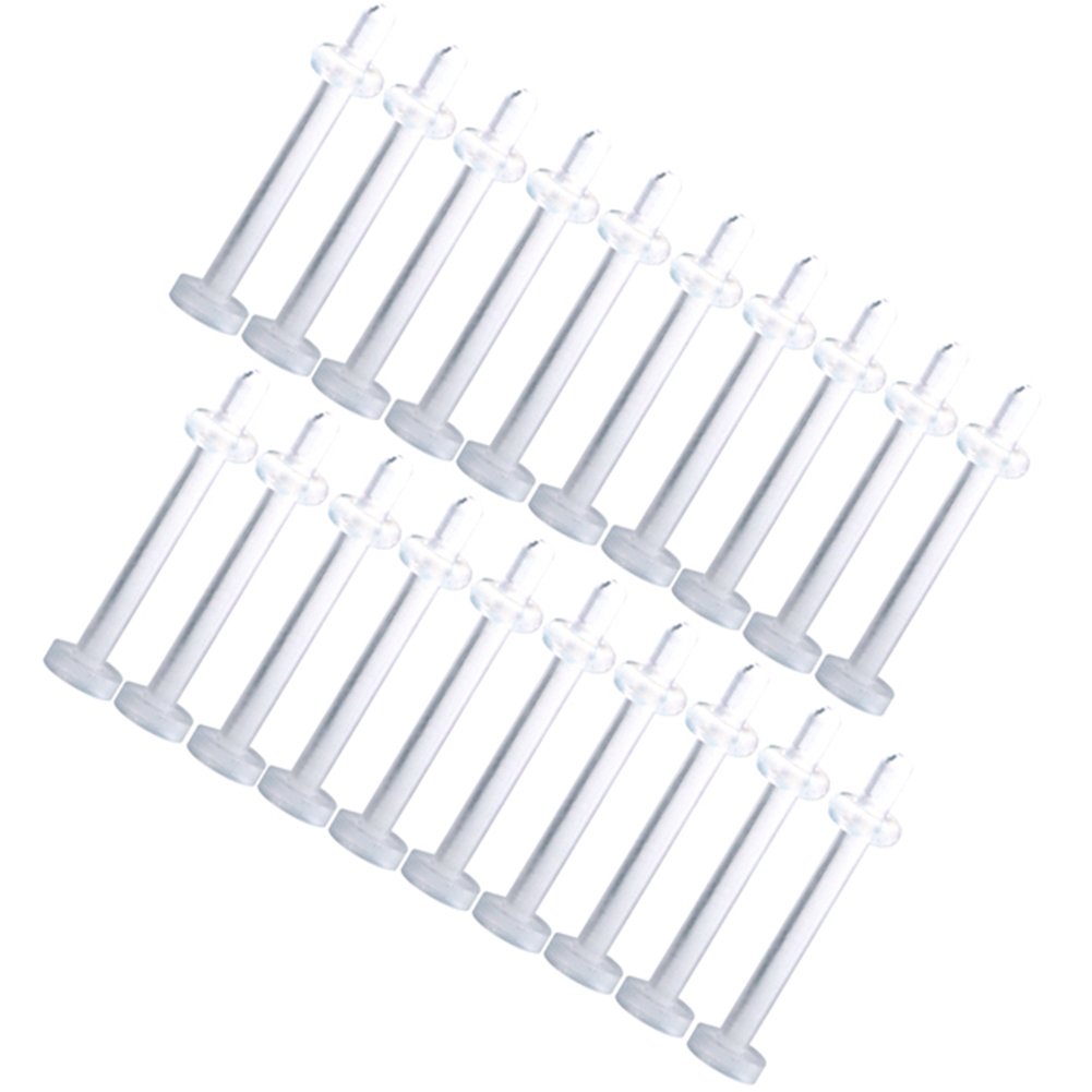 PiercingJ 20pcs Lot 16G Clear White Flexible Bioplast Lip Labret Retainer 3/8" Bar Piercing for Lip Nose Ear