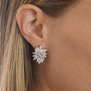 Mariell Cubic Zirconia Bridal Earrings, Silver Platinum Plating, CZ Crystal Wedding Earrings for Brides, Bridesmaids, Prom, Homecoming and Mother of the Bride