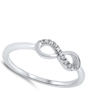 Infinity Forever Love White CZ Promise Ring .925 Sterling Silver Band Size 6