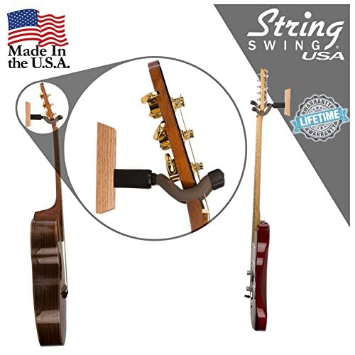 String Swing - 4 Pack Oak Wall Mount Guitar Hanger - Guitar Hook for Wall - Hardwood Guitar Wall Hanger - Wall Mounted Guitar Holder - Guitar Accessories - CC01K-O4 - Made in USA