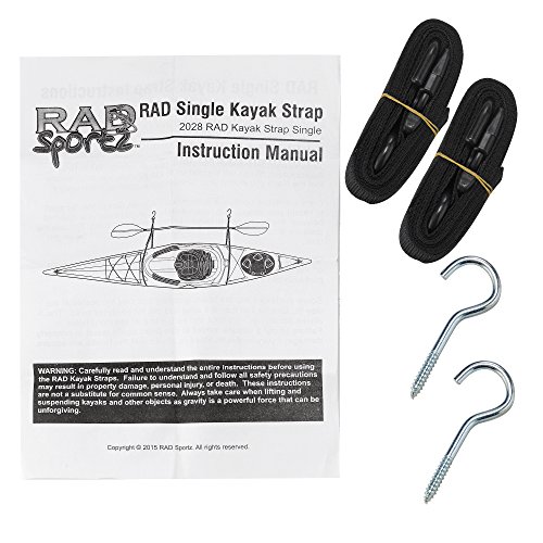 RAD Sportz Kayak Storage Straps Garage Canoe Hangers with 55 lb Capacity, Black