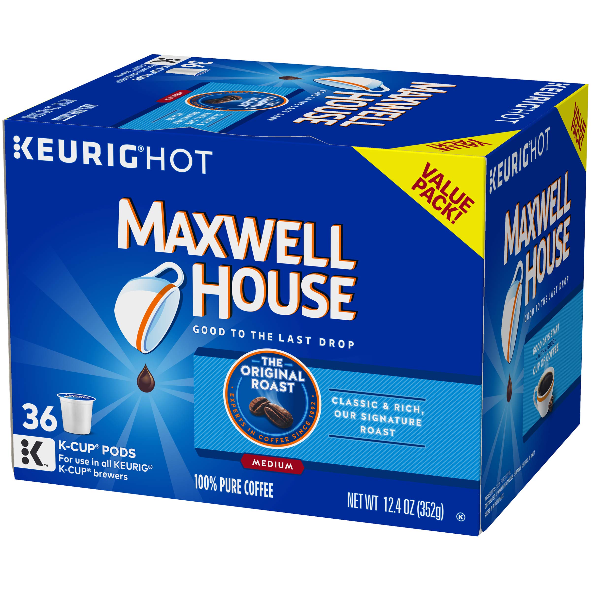 Maxwell House Original Medium Roast K-Cup Coffee Pods (36 Pods)