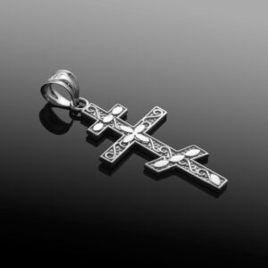 925 Sterling Silver Russian Orthodox Cross Pendant Necklace, 16"