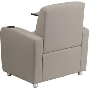 Flash Furniture George LeatherSoft Guest Chair with Tablet Arm and Cup Holder, Upholstered Tablet Arm Chair for Offices and Waiting Rooms, Gray