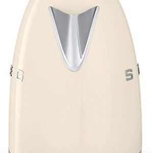 Smeg KLF01CRUS 50's Retro Style Aesthetic Electric Kettle, Cream