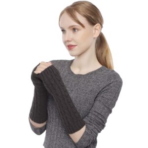 Flammi Women's Cable Knit Arm Warmers Fingerless Gloves Thumb Hole Gloves Mittens (Grey)