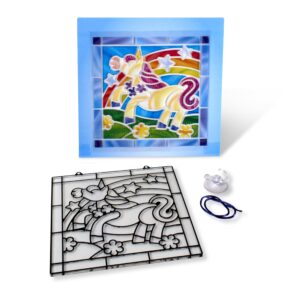 Melissa & Doug Stained Glass Made Easy Craft Kit - Unicorn - Kids Sticker Stained Glass Craft Kit; Unicorn Crafts For Kids Ages 5+