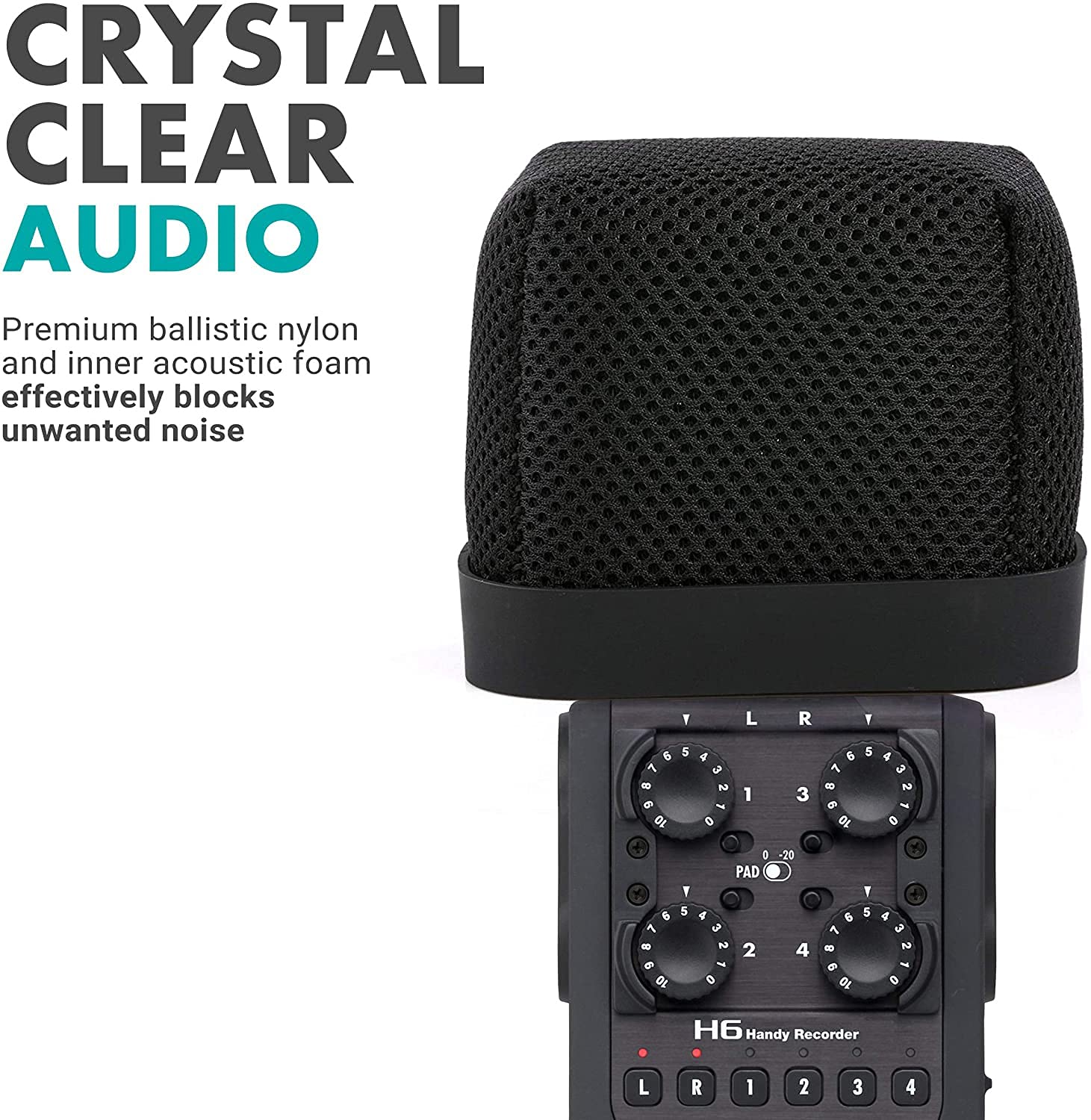 Movo WST-R30 Fitted Nylon Microphone Windscreen with Acoustic Foam Technology for Zoom H4n, H5, H6, Tascam DR-100 MKII and Sony PCM-D50 Portable Digital Recorders