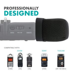 Movo WST-R30 Fitted Nylon Microphone Windscreen with Acoustic Foam Technology for Zoom H4n, H5, H6, Tascam DR-100 MKII and Sony PCM-D50 Portable Digital Recorders