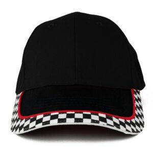 Armycrew Racing Flag Low Profile Structured Cotton Twill Baseball Cap (One Size, Black)