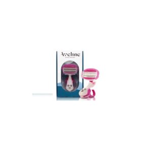 aveline women's razor with 6-blade lubricated cartridge - multi-grip handle for sensitive skin with lubricating stip pink